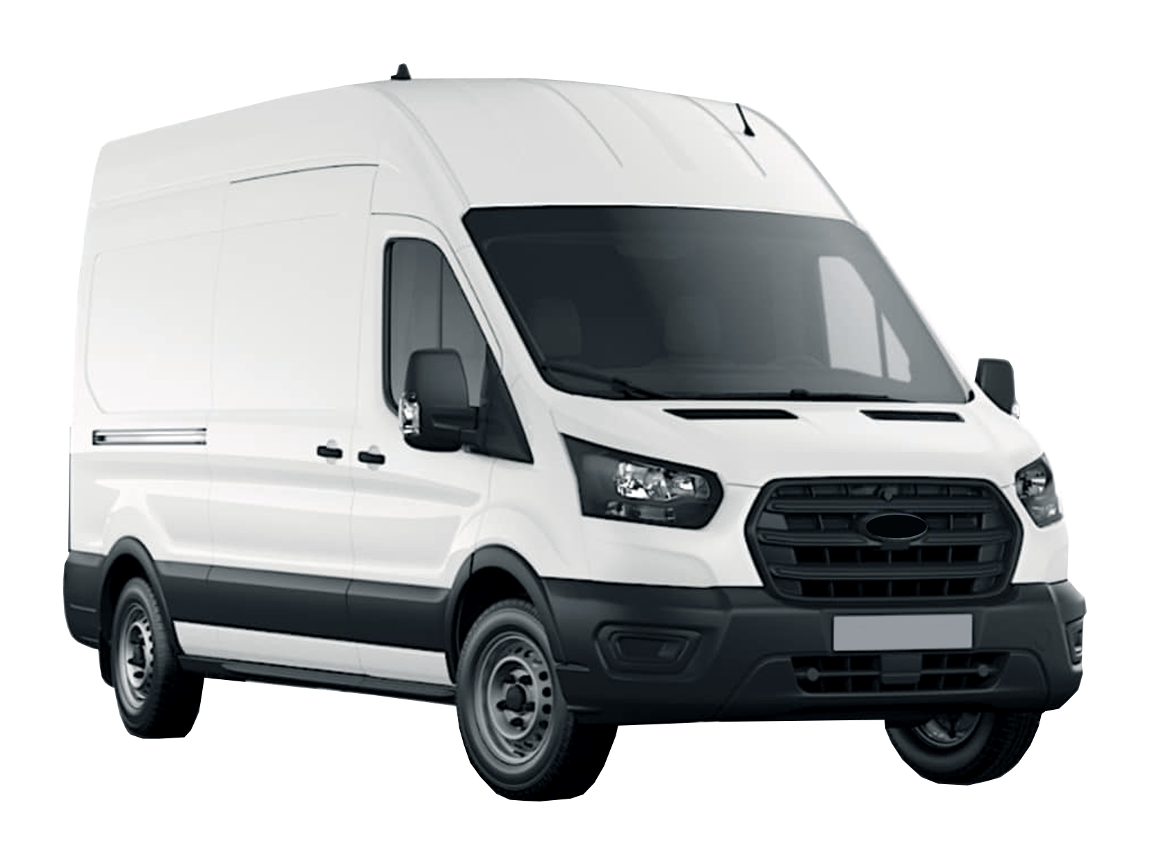 Small white cargo van on a clean studio background