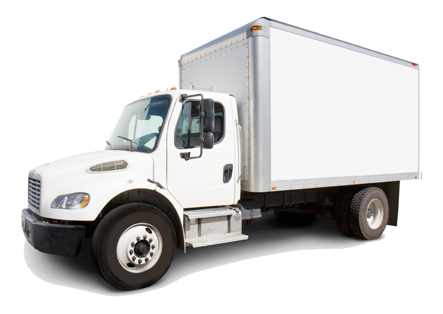 White box truck on a clean studio background